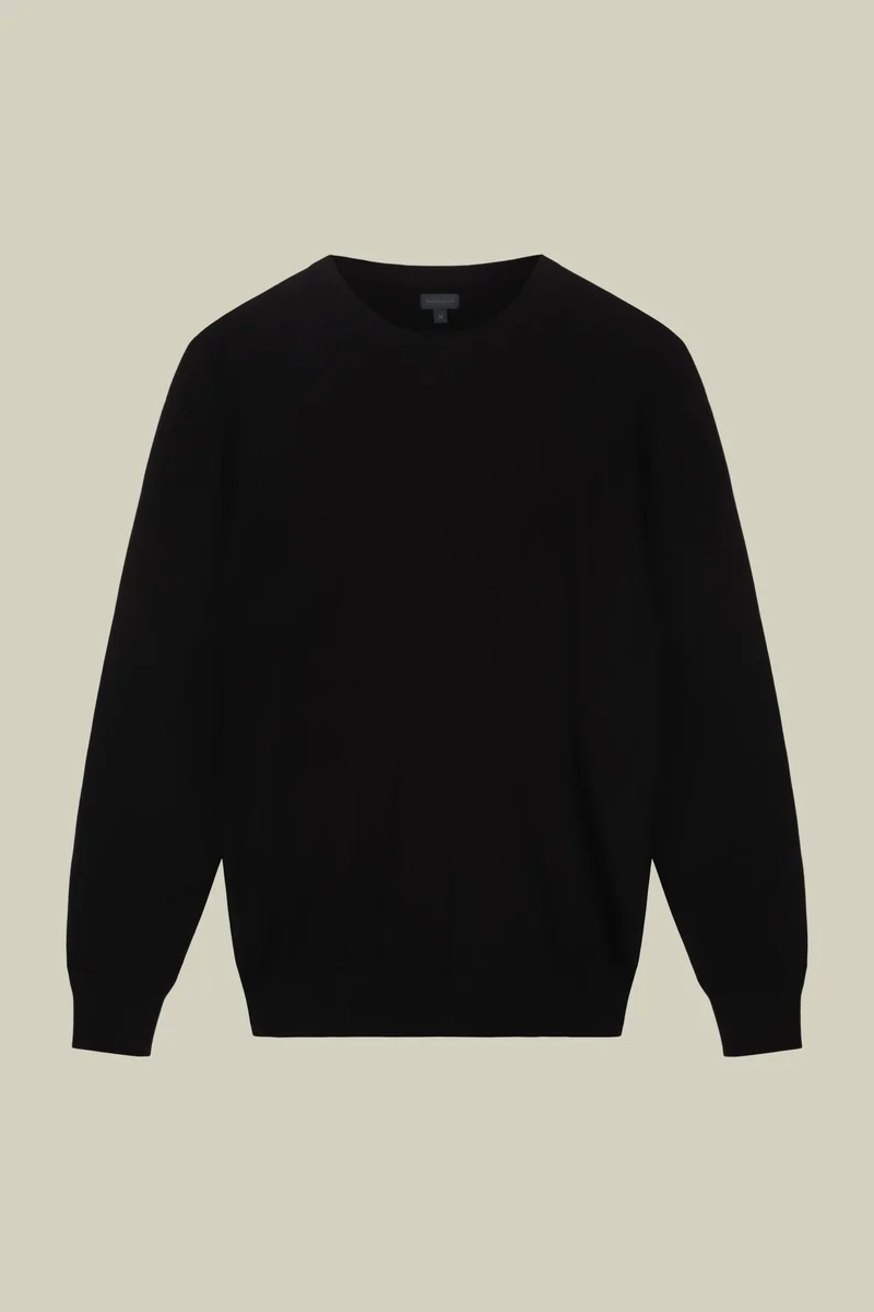Doppelganger Men's regular fit crew neck jumper in wool and cotton - Black