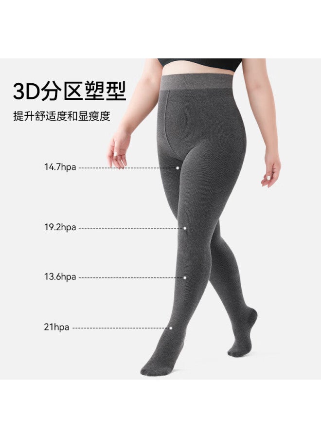 Bonas Plus Size Bare Leg Effect Leggings For Autumn And Winter, Fleece-lined Thick Base Layer Pants For Women, Slimming And Warm Tights For Outdoor Wear