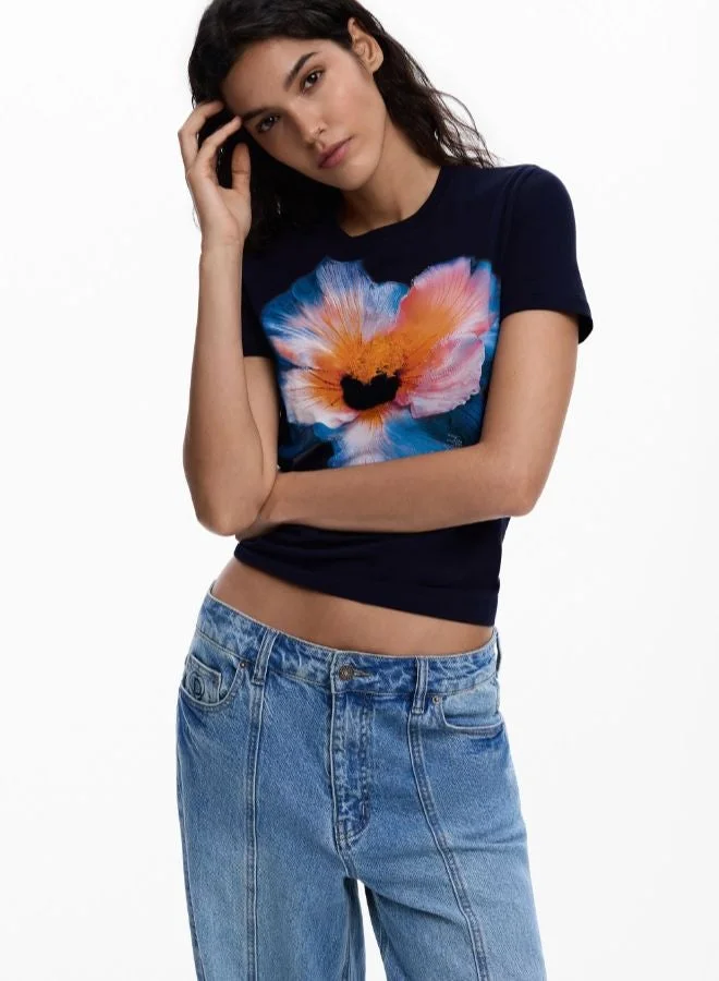 DESIGUAL Large Flower T-Shirt
