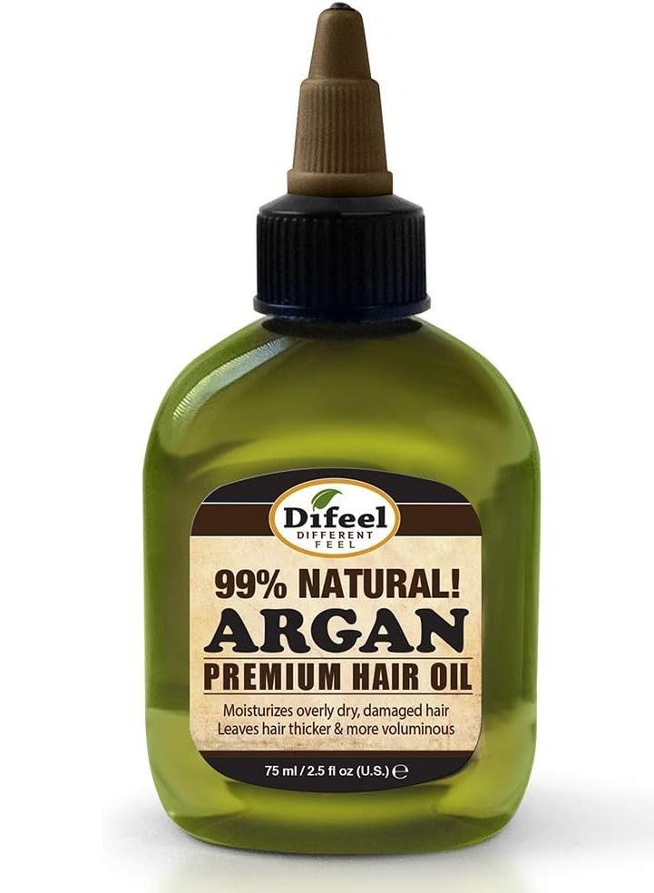 difeel 99% Natural Argan Premium Hair Oil Moisturize Overly Dry Damage Hair Thicker and More Voluminous 75ml