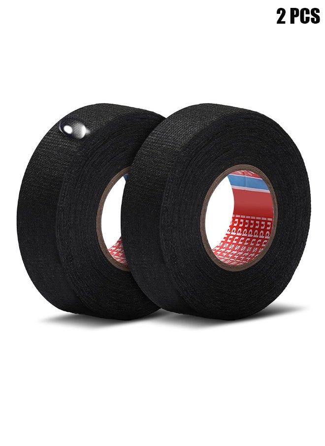 HY 1 Inch x 39.4 ft Wire Harness Cloth Tape Wiring Harness Automotive Cloth Tape Noise Damping Heat Proof Adhesive Fabric Tape for Automotive Electrical Wrap Protection Insulation Cable Fixed (2 Rolls)  - Image 1