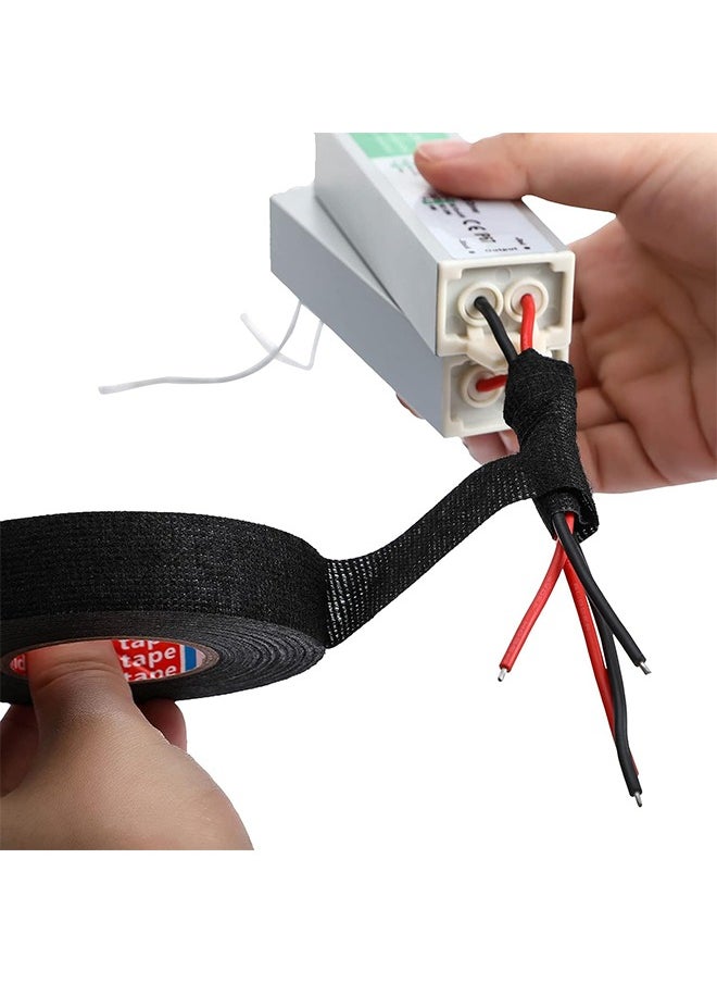 HY 1 Inch x 39.4 ft Wire Harness Cloth Tape Wiring Harness Automotive Cloth Tape Noise Damping Heat Proof Adhesive Fabric Tape for Automotive Electrical Wrap Protection Insulation Cable Fixed (2 Rolls)  - Image 5