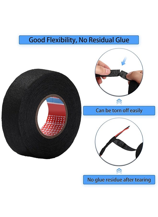HY 1 Inch x 39.4 ft Wire Harness Cloth Tape Wiring Harness Automotive Cloth Tape Noise Damping Heat Proof Adhesive Fabric Tape for Automotive Electrical Wrap Protection Insulation Cable Fixed (2 Rolls)  - Image 4