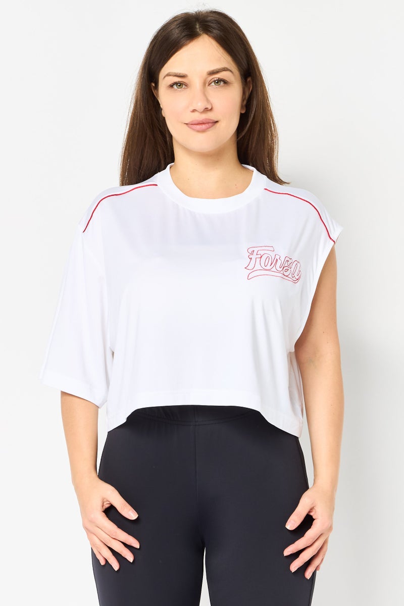 PUMA Women Sportswear Fit One Sleeves Outdoor Crop Top, White - Image 1