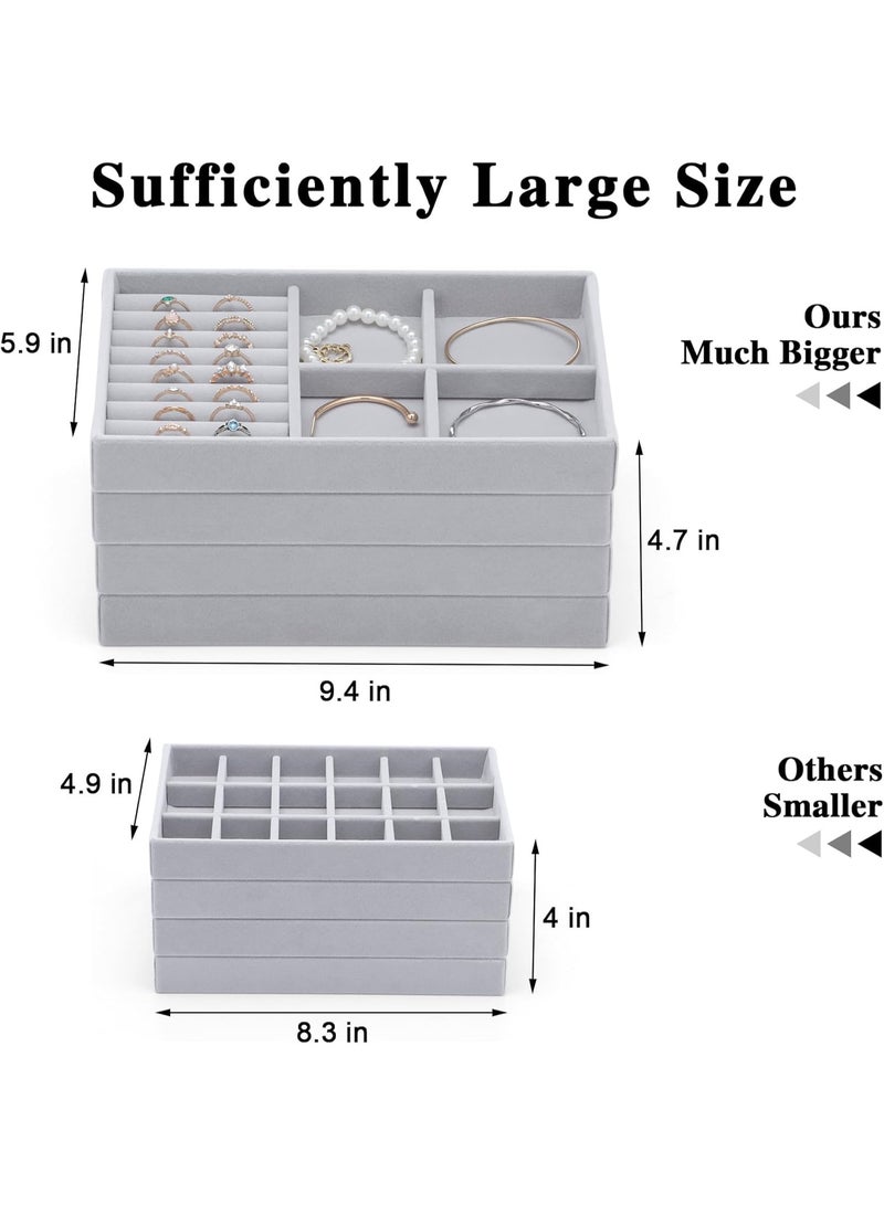 4-Piece Jewelry Organizer Trays – Storage for Rings, Earrings, Bracelets & Necklaces - Image 4