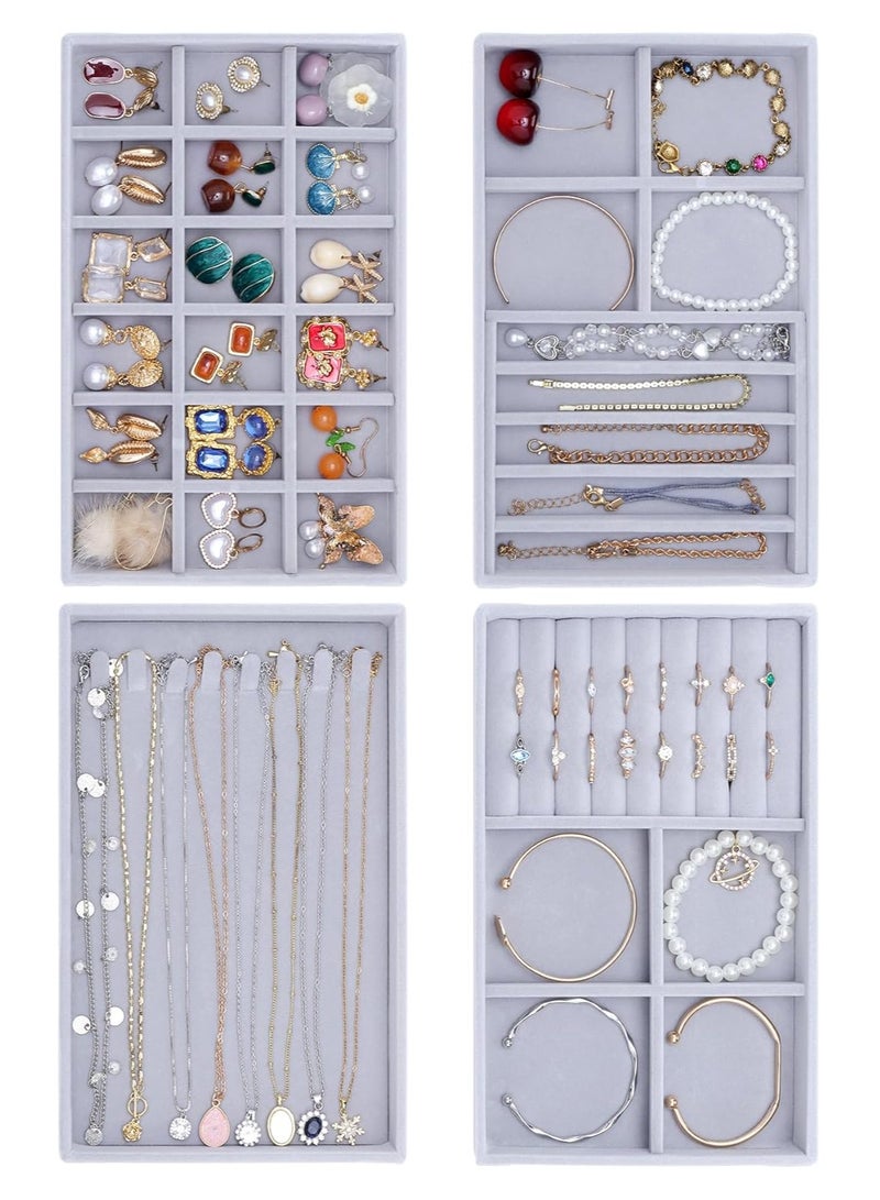 4-Piece Jewelry Organizer Trays – Storage for Rings, Earrings, Bracelets & Necklaces - Image 1
