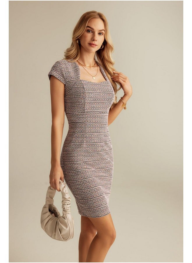 Women's Elegant Cap Sleeve Tweed Plaid HIPS-Wrapped Pencil Dress S - pzsku/Z42311327B302FEC136D5Z/45/_/1740982915/2f9d99f6-71bf-43f6-ad1d-f86c4b56c7a7