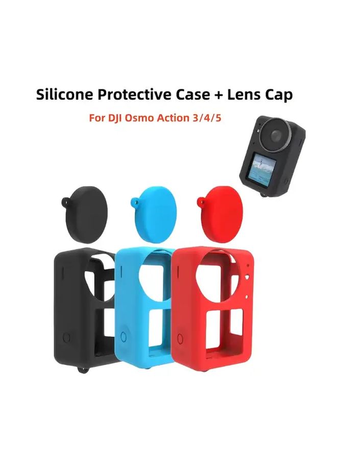 Red Shockproof Silicone Protective Case Cover With Lens Cap For Action Camera - Image 1