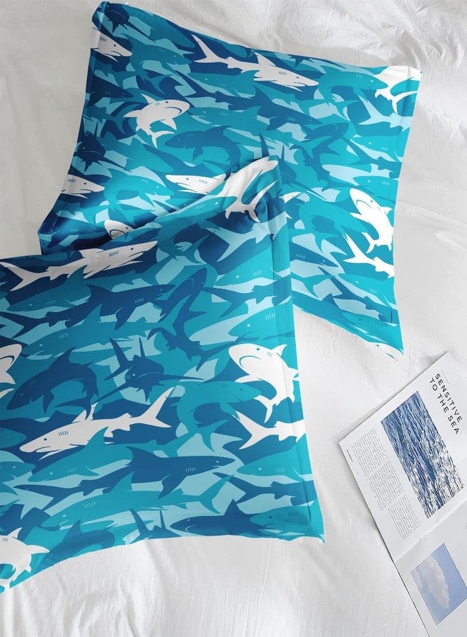 Nesphy Blue Shark Fish Full Comforter Set, Ocean Surf Camouflage Bedding Set 3 Piece, All Season Soft Toddlers Children Adults Bedroom Bed Decoration Comforter and 2 Pillow Shams - Image 2