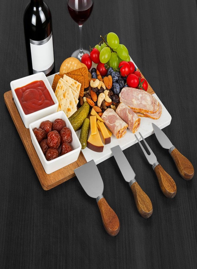 JOYMAY Marble Charcuterie Board, Charcuterie Boards, Cheese Boards, 13" Wood - Marble Cheese Board Set for House Warming Gifts New Home, Couples 2025, Bridal Shower, Hostess Gifts for Couple - Image 3