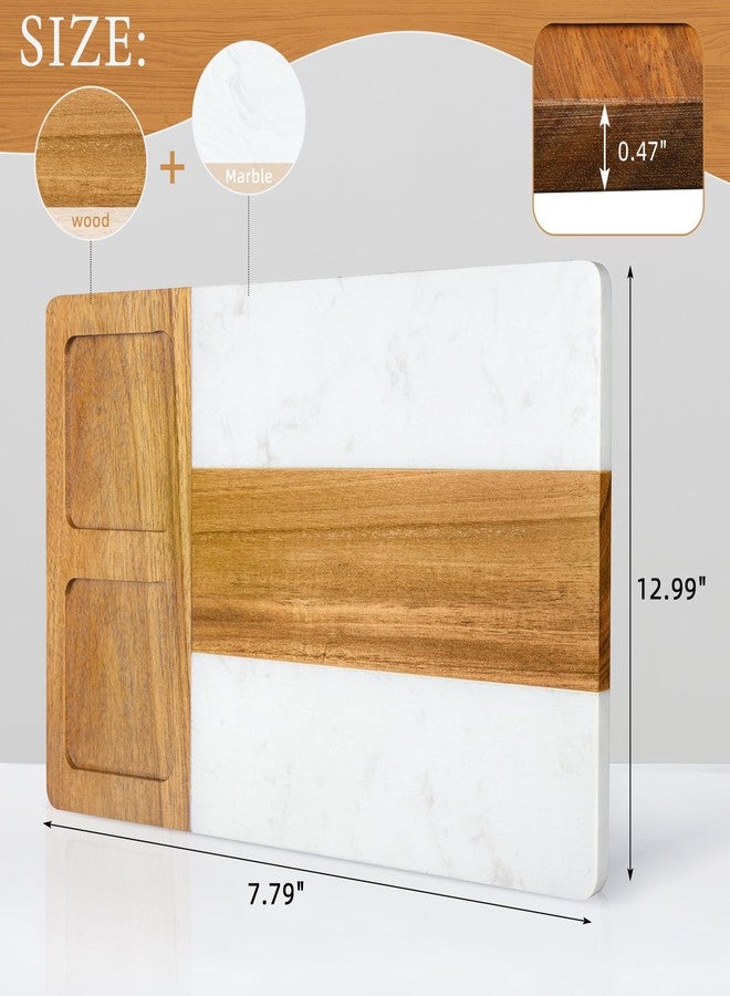 JOYMAY Marble Charcuterie Board, Charcuterie Boards, Cheese Boards, 13" Wood - Marble Cheese Board Set for House Warming Gifts New Home, Couples 2025, Bridal Shower, Hostess Gifts for Couple - Image 4