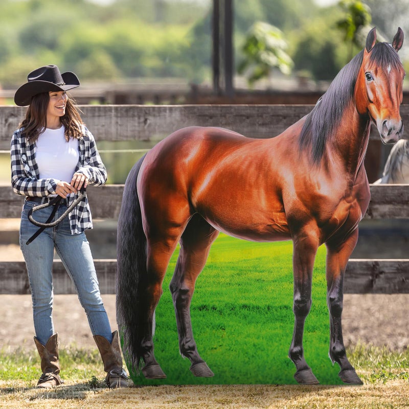 Marsui 6.3 ft Horse Cardboard Cutout Stand up Life Size Western Party Photo Booth Props Decorations Farm Animals Standup Cutout for Horse Racing Party Decor Derby Day Rodeo Theme Events Supplies - Image 4
