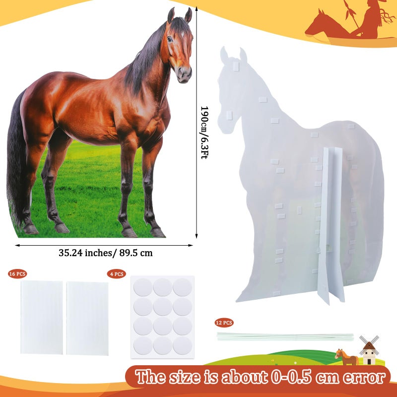 Marsui 6.3 ft Horse Cardboard Cutout Stand up Life Size Western Party Photo Booth Props Decorations Farm Animals Standup Cutout for Horse Racing Party Decor Derby Day Rodeo Theme Events Supplies - Image 2