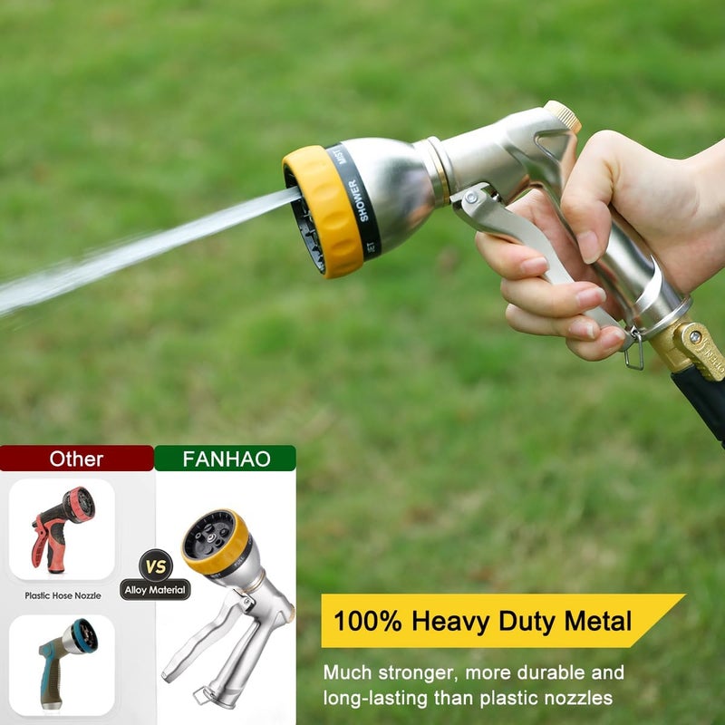 Fanhao Garden Hose Nozzle Sprayer, 100% Heavy Duty Metal Water Hose Sprayer with 7 Spray Patterns, High Pressure Spray Nozzle for Watering Plants & Lawns, Washing Cars & Pets - Image 5