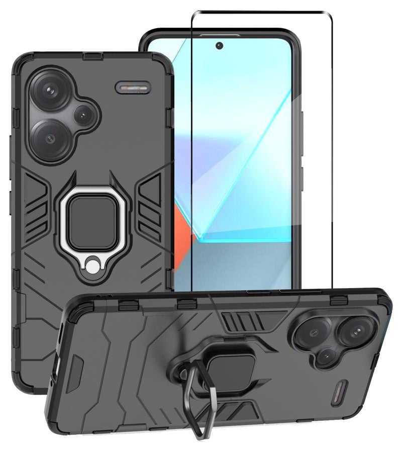 Aookay [1+2] Case for Xiaomi Redmi Note 13 Pro Plus 5G/Note 13 Pro+ 5G with Tempered Glass Screen Protector, Dual Layer Heavy Duty Shockproof Case with Magnetic Loop Holder - Image 1