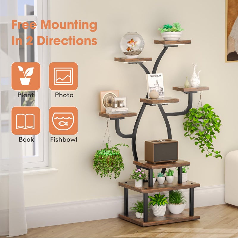 Tovve Plant Stand Indoor with Grow Light, 8 Tiered 48" Small Plant Shelf, Corner Plant Stand Stand for Indoor Plants Multiple, Metal Humen-Shaped Plant Flower Holder, for Living Room, Patio, Balcony - Image 4