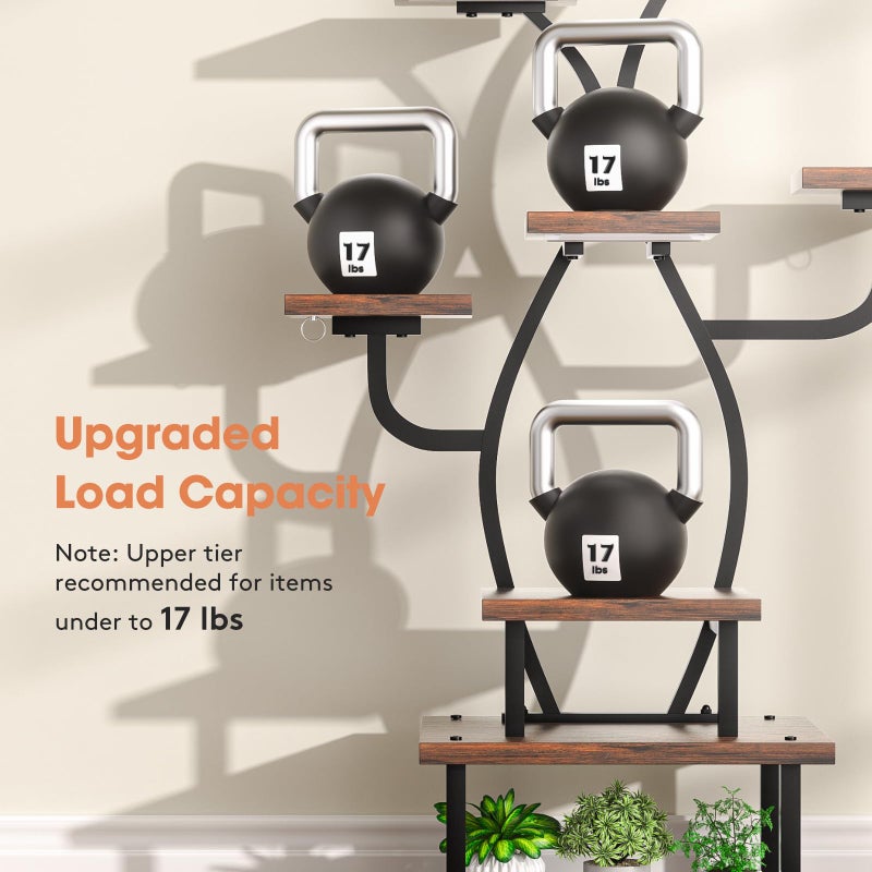 Tovve Plant Stand Indoor with Grow Light, 8 Tiered 48" Small Plant Shelf, Corner Plant Stand Stand for Indoor Plants Multiple, Metal Humen-Shaped Plant Flower Holder, for Living Room, Patio, Balcony - Image 5