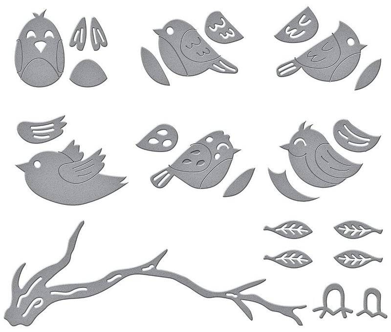SPELLBINDERS PAPERCRAFTS, INC Spellbinders Etched Dies by Vicky Papaioannou-Sweet Birds On A Branch, Metal - Image 2