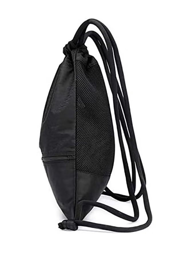 Generic Drawstring Backpack,Sports Canvas Bag,Waterproof Oxford Fabric Drawstring Bag,Swimming Bag,Basketball Bag,Soccer Bag,Zipper 43*49cm(Black)  - Image 4