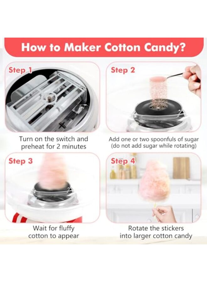 Cotton Candy Machine, Retro Cotton Candy Maker for Kids, Red - Image 5