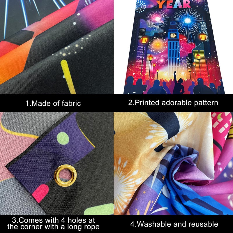 KatchOn, XtraLarge Happy New Year Door Cover - 74x36 Inch | Happy New Year Banner for Colorful New Years Decorations 2026 | Nye Banner for New Years Eve Party Supplies 2026 | NYE Decorations - Image 3