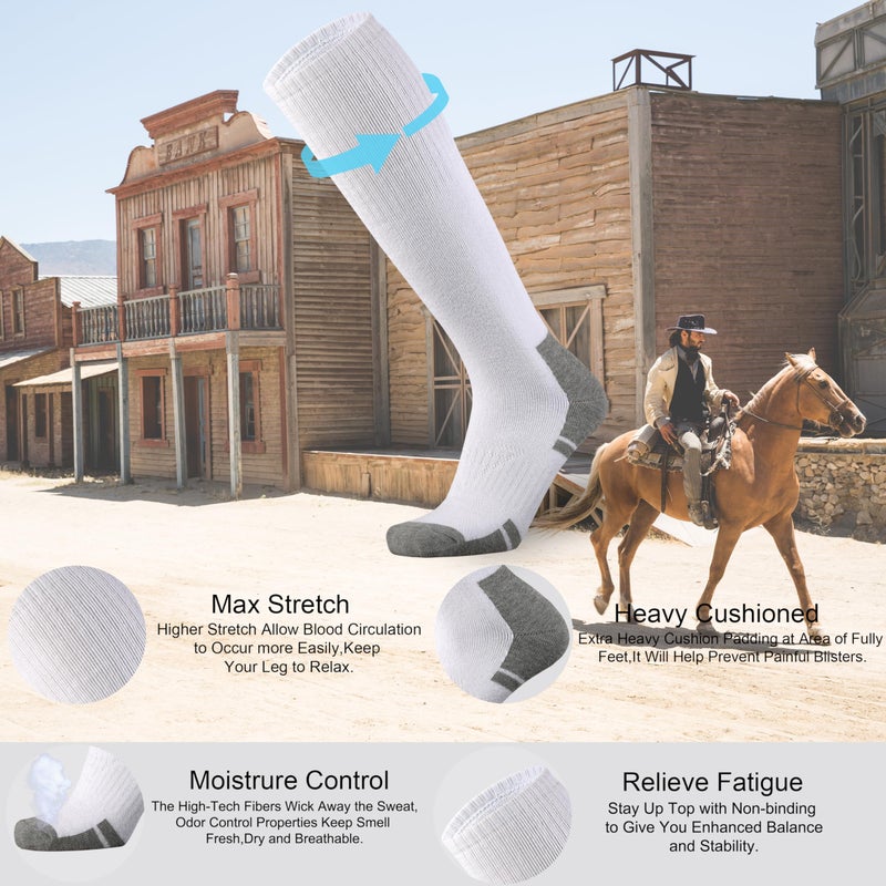 Ortis Cotton Full Cushioned Crew Socks Thick Moisture Wicking Breathable Work Boot Thermal Warm(WhiteGrey L) - Image 2
