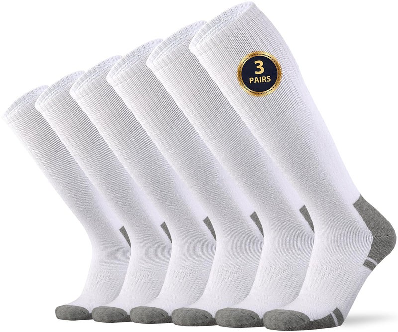 Ortis Cotton Full Cushioned Crew Socks Thick Moisture Wicking Breathable Work Boot Thermal Warm(WhiteGrey L) - Image 1