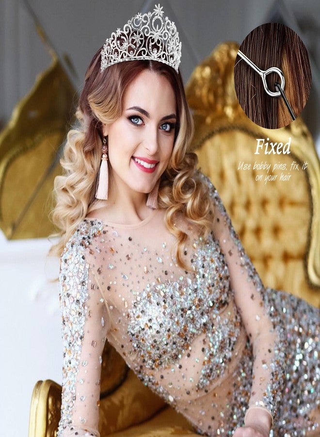 فوفي تاج غليندا الفضي من فوفي للنساء، تاج أميرة مرصع بالكريستال، تاج فقاعي مناسب لأعياد الميلاد، حفلات التخرج، الهالوين، إكسسوارات أزياء الزفاف - Image 4