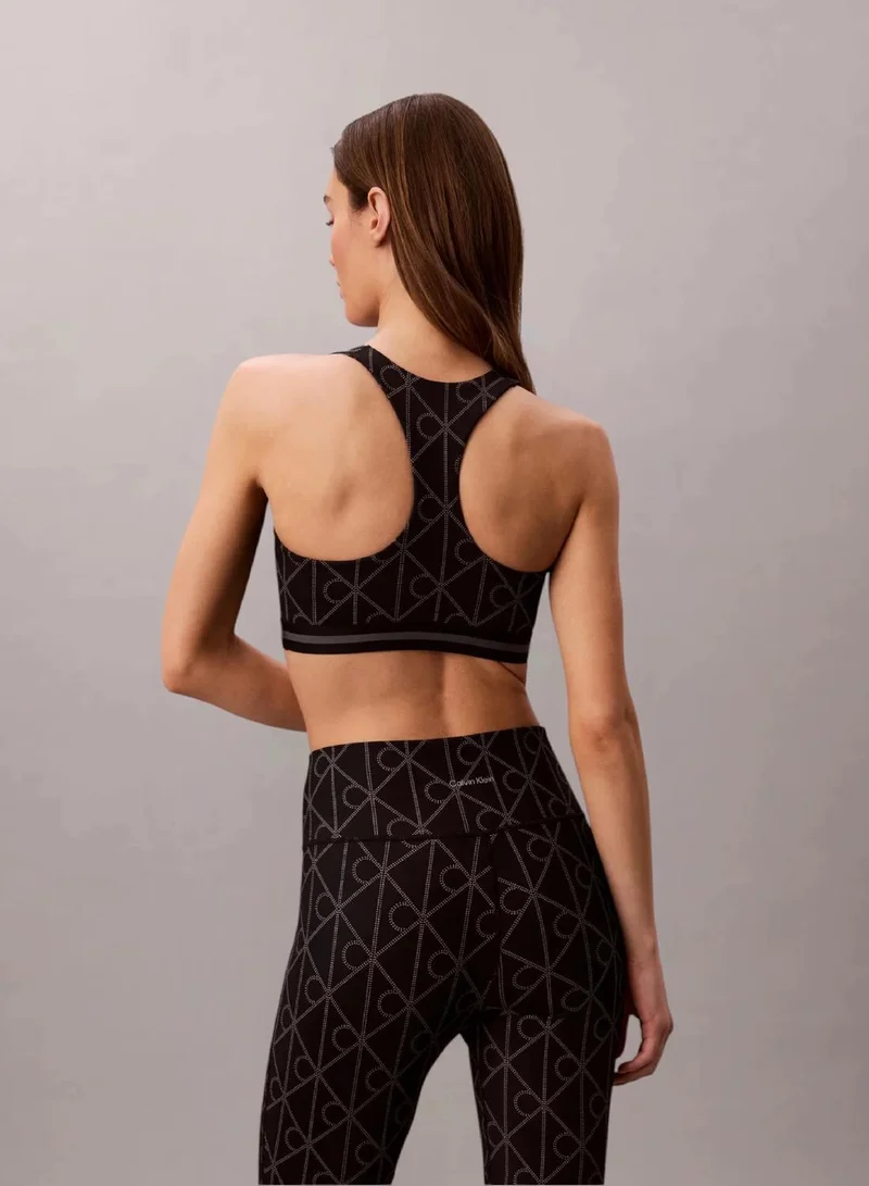 Calvin Klein 20282 DOTTED EMBLEM LARGE BLACK Icon Sport Medium Impact Sports Bra for Women | Best Price UAE