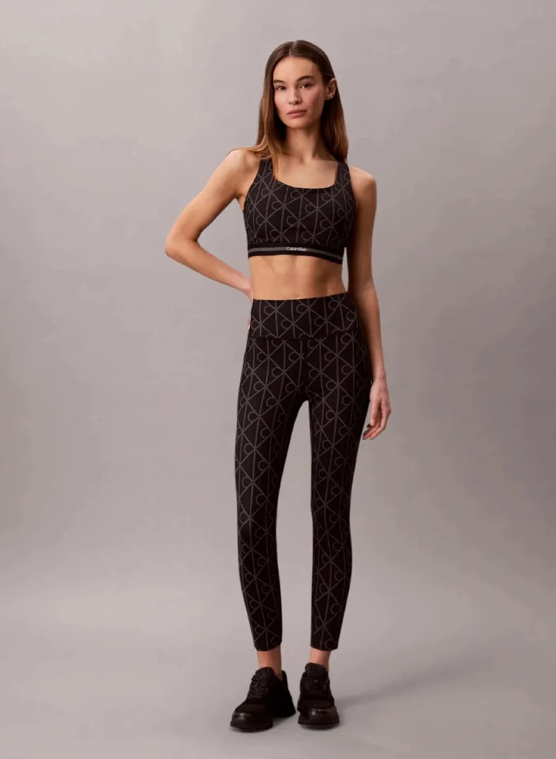 Calvin Klein 20282 DOTTED EMBLEM LARGE BLACK Icon Sport Medium Impact Sports Bra for Women | Best Price UAE