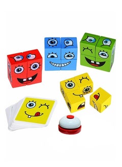 Expression Blocks Set with Clap Bell and Cards, Expressions Matching Block Puzzles, Funny Emoji Building Cubes, Face Changing Magic Cube Game, Educational Montessori Toys, Perfect Gift for Kids