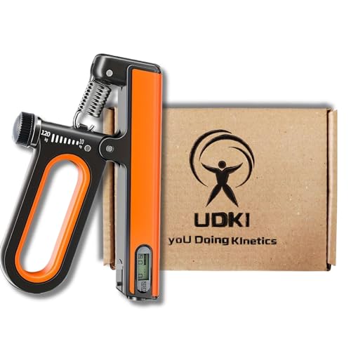 UDKI Blaze Orange Hand Grip Strengthener with Smart Timer & Counter, Adjustable Resistance 10-120kg, O-Shape Non-Slip Handle, Forearm, Wrist, & Arm Exerciser for Muscle Building & Injury Recovery - Image 1