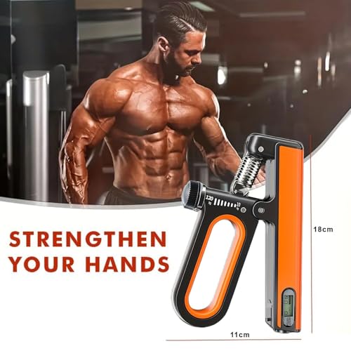 UDKI Blaze Orange Hand Grip Strengthener with Smart Timer & Counter, Adjustable Resistance 10-120kg, O-Shape Non-Slip Handle, Forearm, Wrist, & Arm Exerciser for Muscle Building & Injury Recovery - Image 2