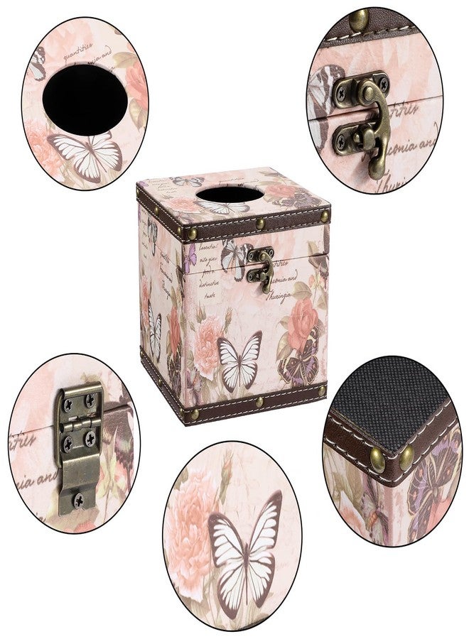 Hoowen Vintage Tissue Box Cover, Wood Square Tissue Box Holder - Image 5
