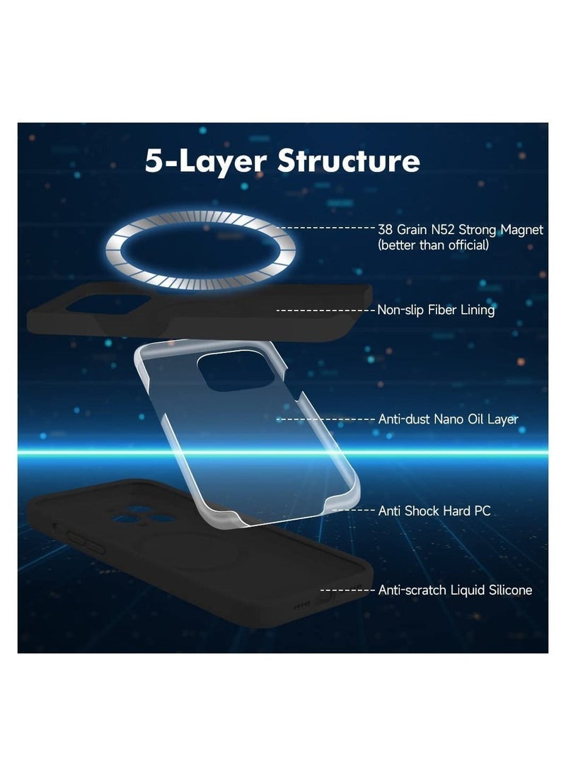 ELTRAZONE Silicone Magnetic Case for iPhone 12 Pro Max with 2 Pack Tempered Glass Screen Protector Magsafe Case - Image 3