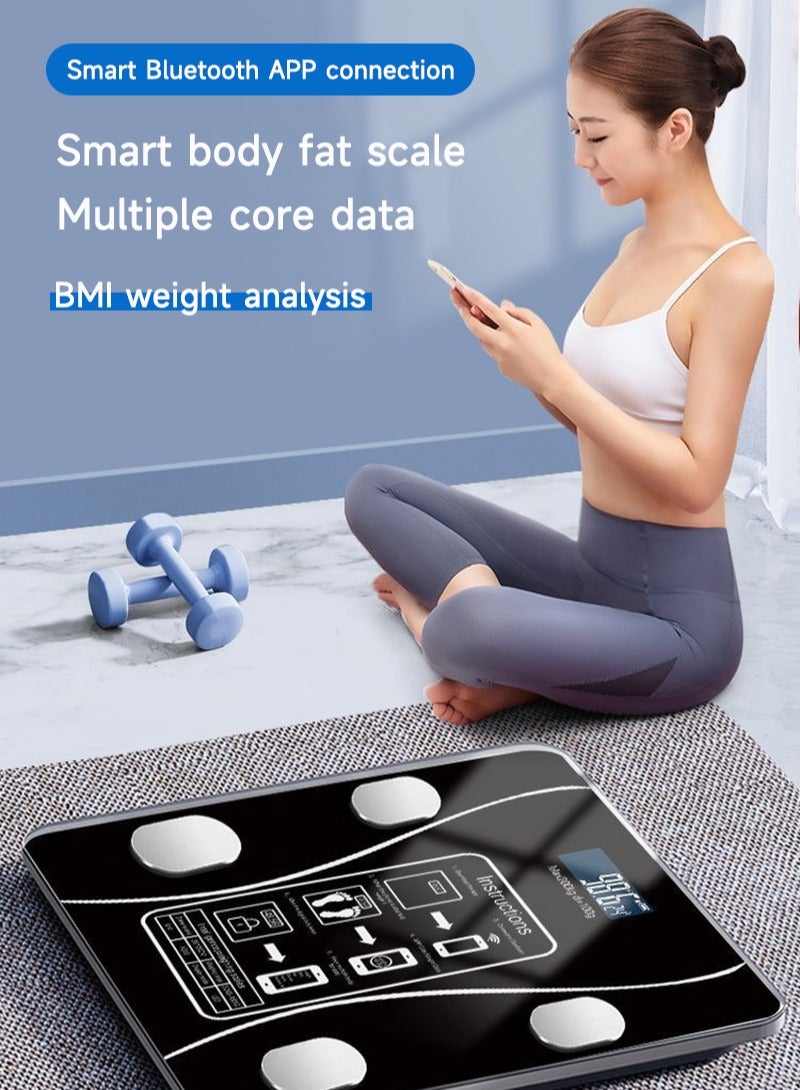شاربدو مقياس شخصي عالي الدقة رقمي مؤشر كتلة الجسم مقياس ذكي لوزن الجسم الإلكتروني مع بلوتوث ، شاشة LCD 180 كجم - Image 1