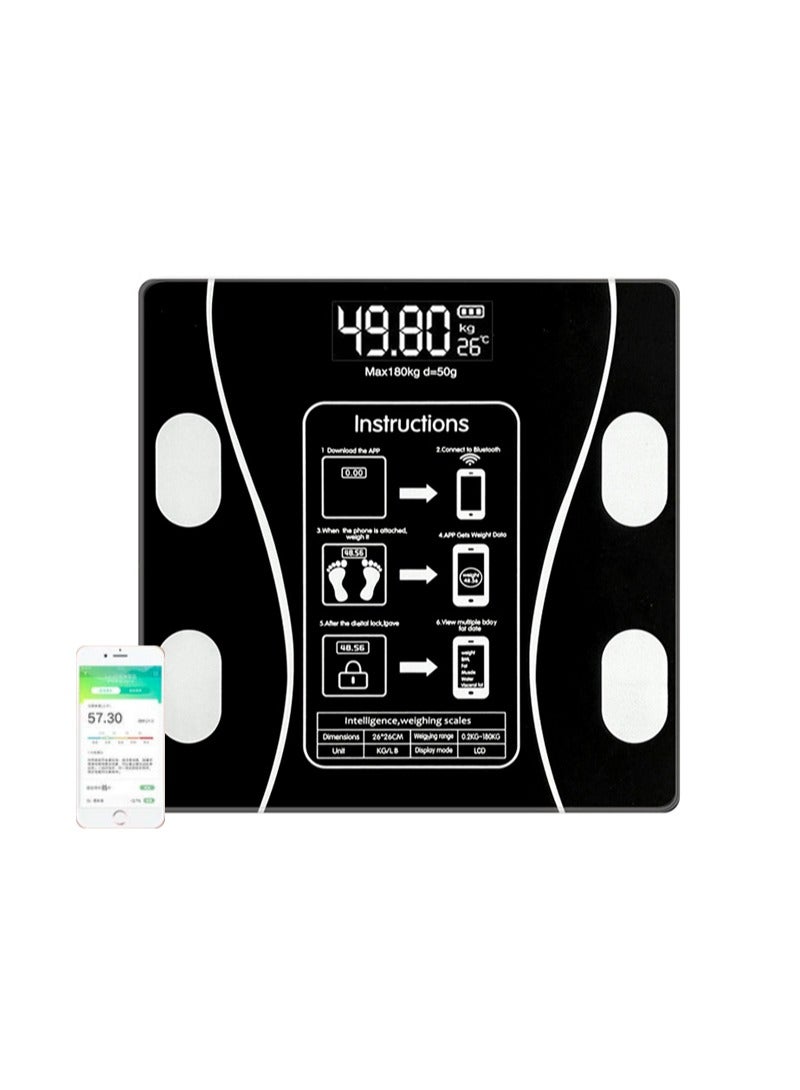 شاربدو مقياس شخصي عالي الدقة رقمي مؤشر كتلة الجسم مقياس ذكي لوزن الجسم الإلكتروني مع بلوتوث ، شاشة LCD 180 كجم - Image 2