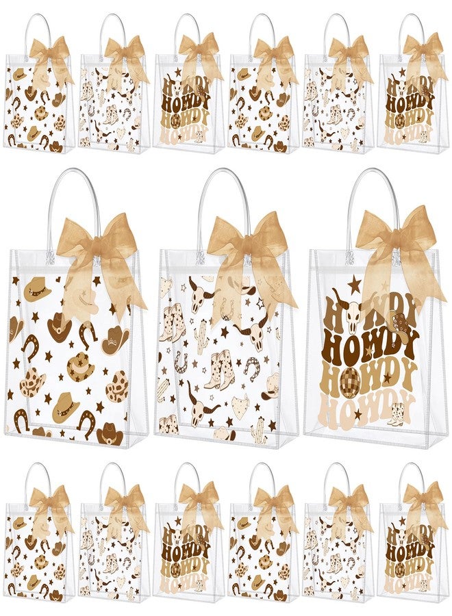 SilTriangle 30 Pcs Western Cowboy Clear Gift Bags Reusable Party Favor Goodie Treat Snack Bag Bulk with Handles Ribbon PVC Howdy Cowboy Boot Party Supplies for Birthday Bachelorette Baby Shower - Image 1