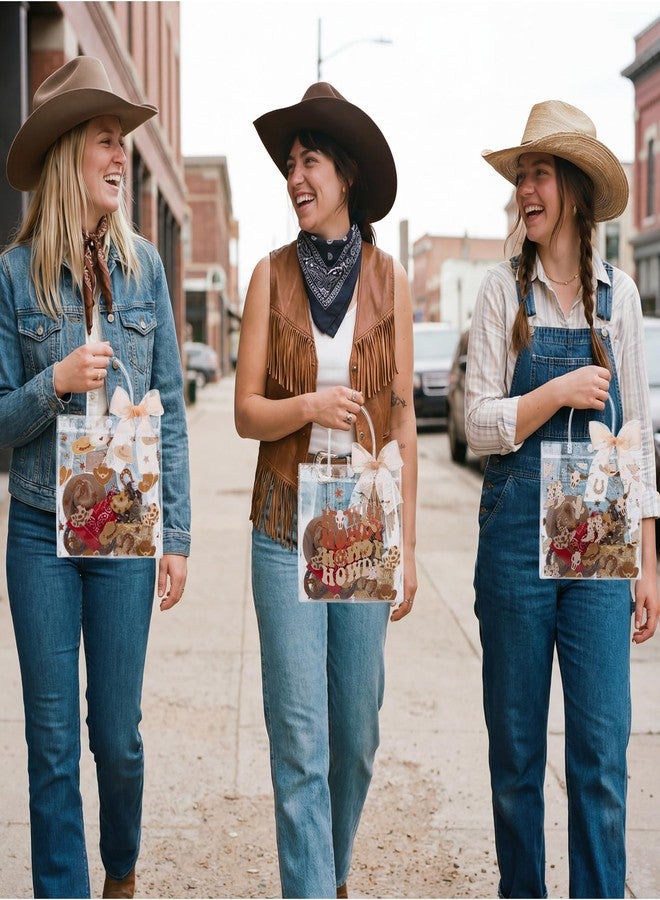 SilTriangle 30 Pcs Western Cowboy Clear Gift Bags Reusable Party Favor Goodie Treat Snack Bag Bulk with Handles Ribbon PVC Howdy Cowboy Boot Party Supplies for Birthday Bachelorette Baby Shower - Image 5