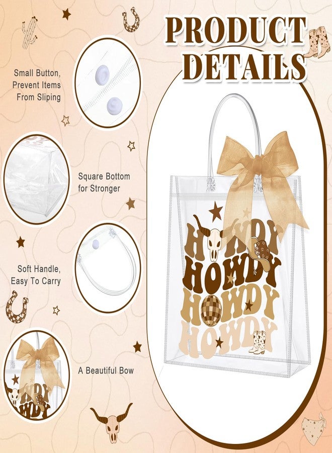SilTriangle 30 Pcs Western Cowboy Clear Gift Bags Reusable Party Favor Goodie Treat Snack Bag Bulk with Handles Ribbon PVC Howdy Cowboy Boot Party Supplies for Birthday Bachelorette Baby Shower - Image 4