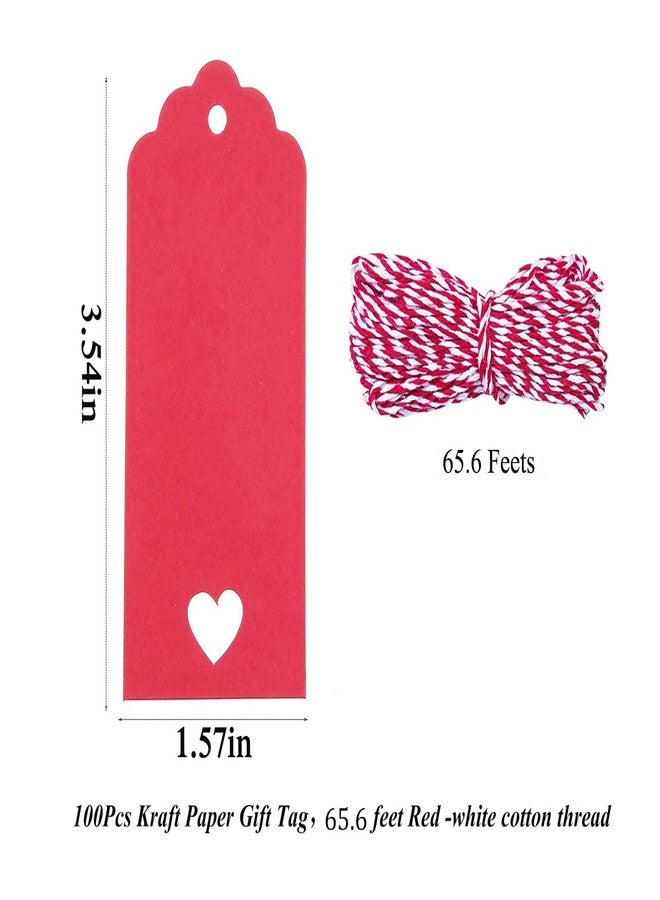 TrlaFy 100PCs Valentine Gift Tags Heart Kraft Paper Gift Tags with String for Wedding Party Gift Wrapping Hang Label - Image 4