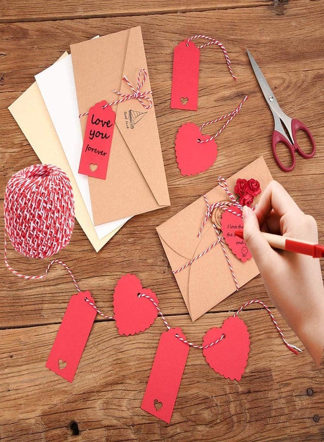 TrlaFy 100PCs Valentine Gift Tags Heart Kraft Paper Gift Tags with String for Wedding Party Gift Wrapping Hang Label - Image 5