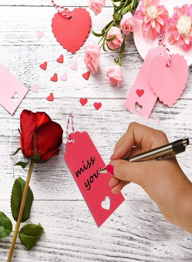 TrlaFy 100PCs Valentine Gift Tags Heart Kraft Paper Gift Tags with String for Wedding Party Gift Wrapping Hang Label - Image 3