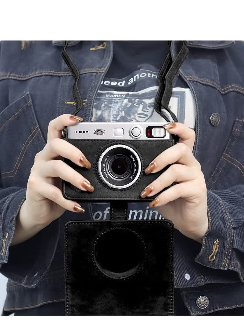 ZONBON Case for Fuji Mini EVO ,Camera Compatible Camera with Adjustable Shoulder Strap in Black Lychee Texture Horizontal Style - Image 2