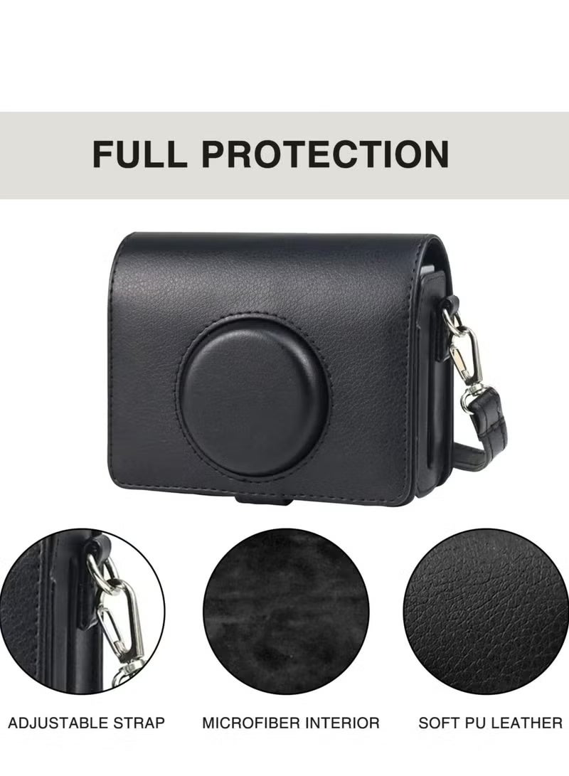 ZONBON Case for Fuji Mini EVO ,Camera Compatible Camera with Adjustable Shoulder Strap in Black Lychee Texture Horizontal Style - Image 5