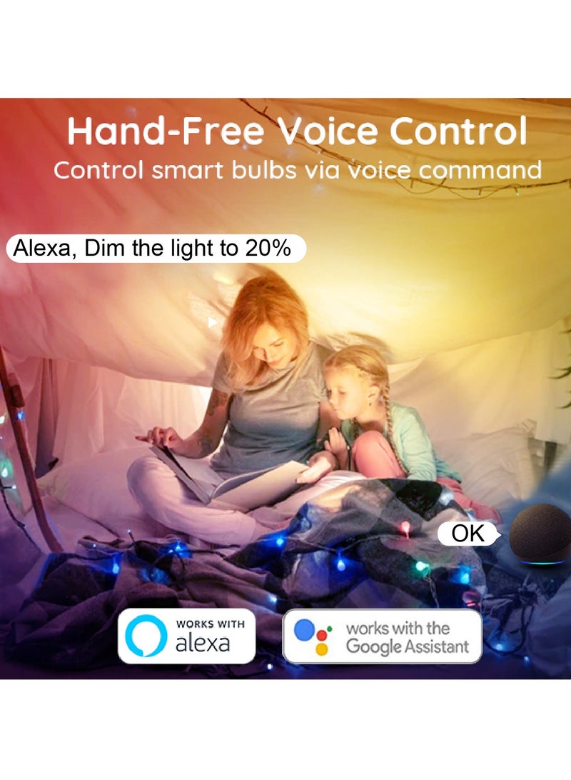 SASKA Smart LED Wi-Fi Bulb E27 (10W) - RGB Colors + Warm & Cool White, Adjustable Brightness, Compatible with Voice Assistant (8 Pack) - Image 2