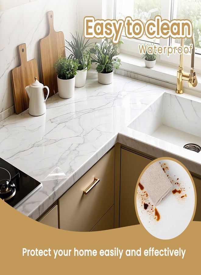 practicalWs Clear Contact Paper, Self Adhesive Removable Vinyl Film Thickness Clear Wall Protector, Waterproof Wallpaper for Kitchen Backsplash Wall Covering Cabinet Shelf Drawer Liner - Image 2