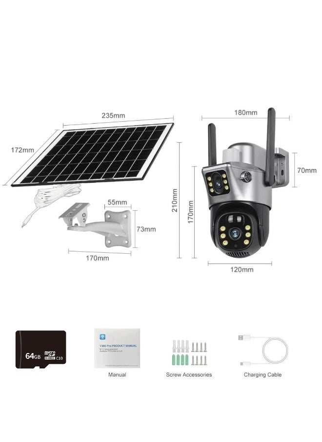 4K 8MP Solar Camera 4G Sim PTZ Cameras Outdoor Dual Lens IP Camara Solar Panel CCTV Security Built in Battery PIR Cam (With 64GB SD Card) - pzsku/Z4231DCF584D1A8B8416FZ/45/_/1734403797/d6e5896e-2509-4c5a-87ca-978ef2caff23