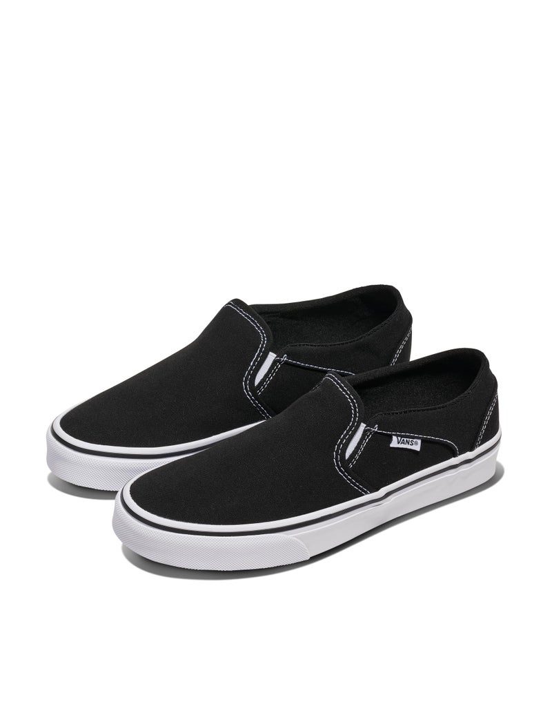 Vans Women's Asher Slip-On Shoe - Casual Sneakers for Walking, Fashion & Work. (Canvas) Black/White. 9.5 - Image 2