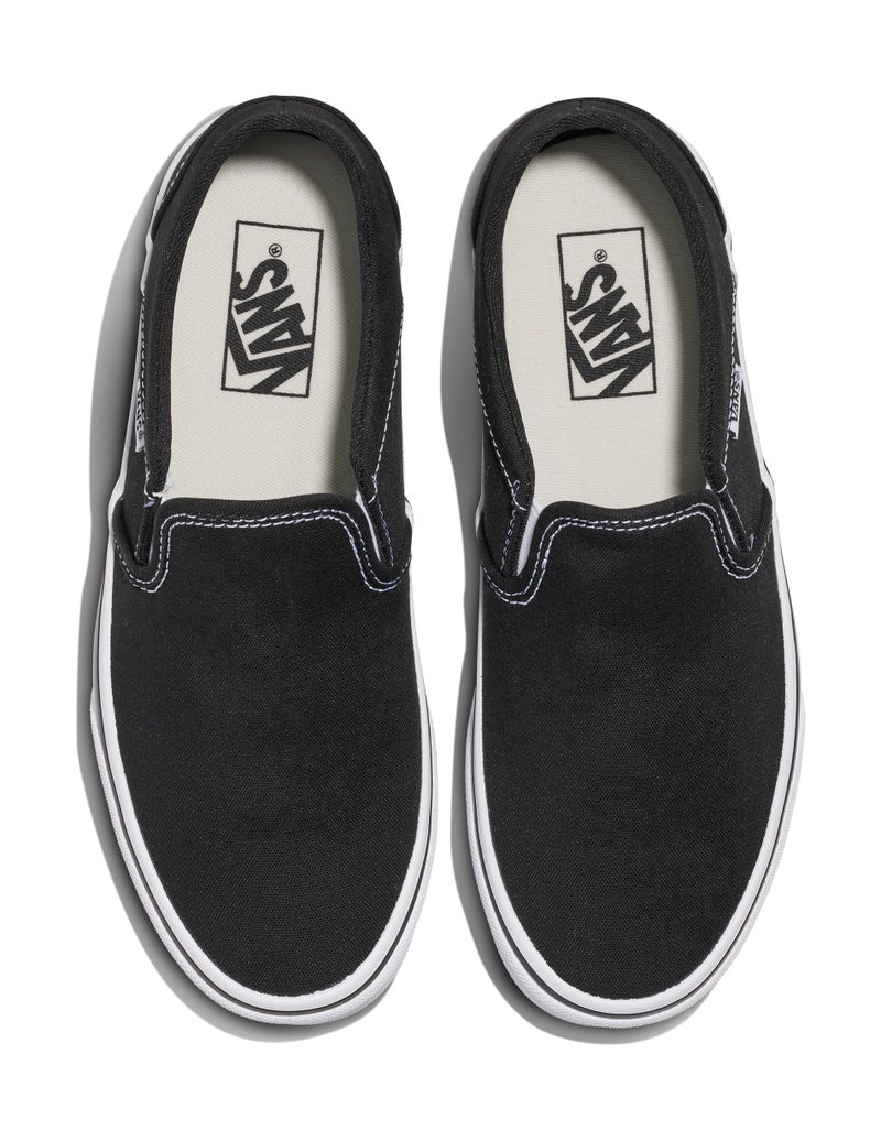 Vans Women's Asher Slip-On Shoe - Casual Sneakers for Walking, Fashion & Work. (Canvas) Black/White. 9.5 - Image 5